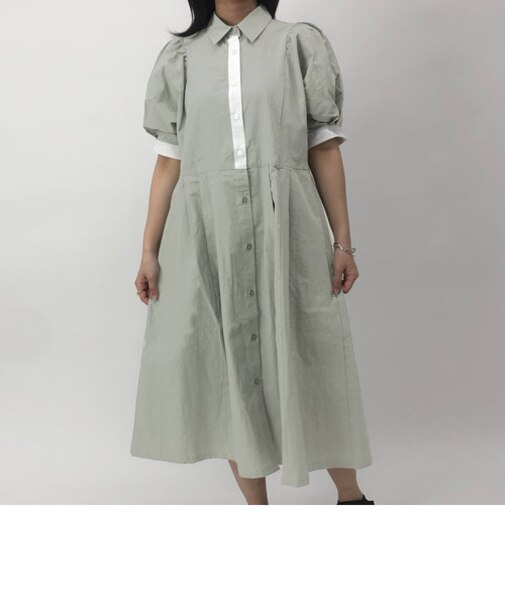 ドルマンスリーブシャツワンピース