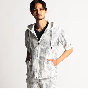 【NICOLE SPORTS】メッシュプリントハーフスリーブパーカー