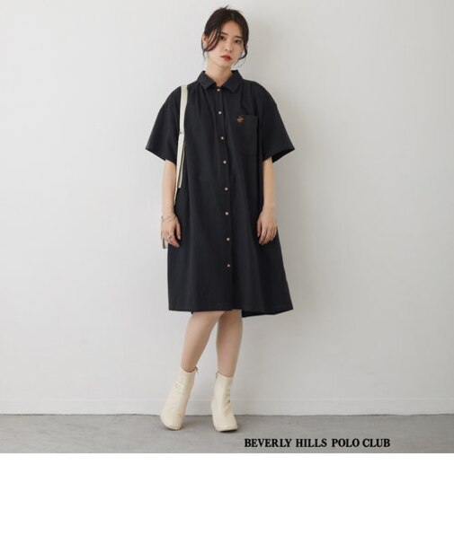 【BEVERLY HILLS POLO CLUB】ツイルシャツワンピース