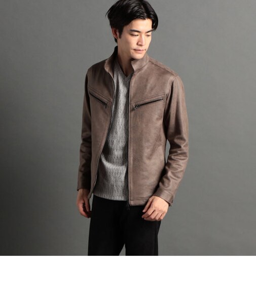 ポンチスウェードジップアップブルゾン