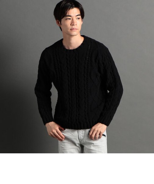 ケーブル編み×アラン編みシェニールニット