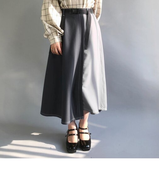 ベルト付きアシンメトリースカート