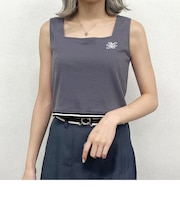 クロップド リブタンクトップ/ワンポイント刺繍