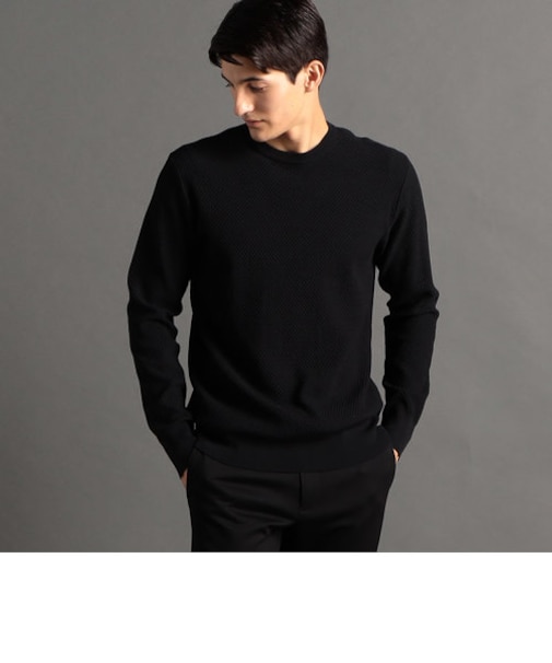 ハニカムジャカード クルーネックニット