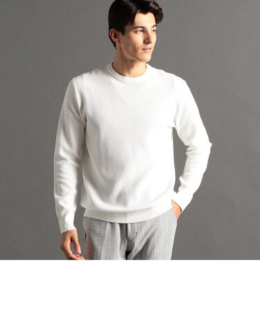 ハニカムジャカード クルーネックニット