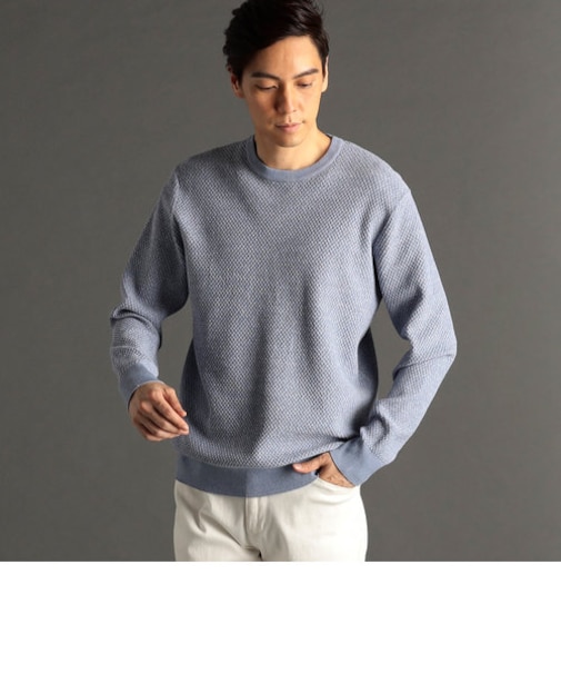 ハニカムジャカード クルーネックニット