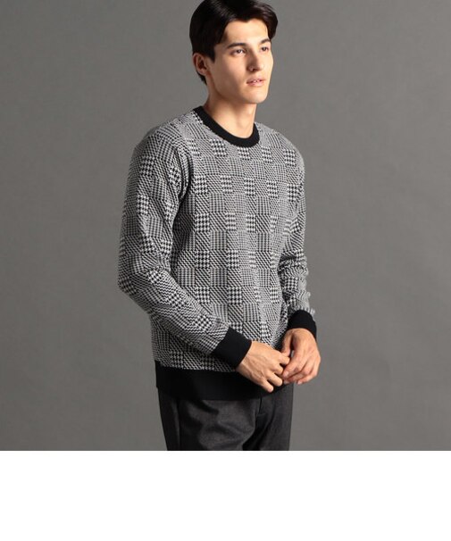 ハニカムジャカード クルーネックニット