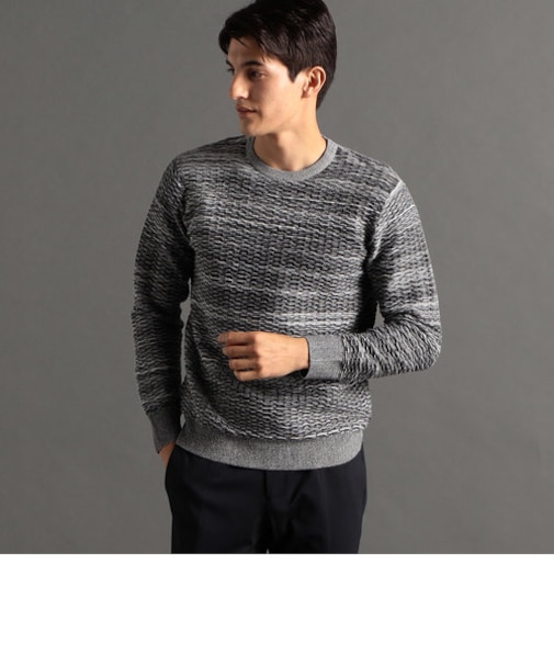 タックジャカード クルーネックニット
