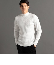 ジオメトリックリブ モックネックニット