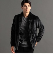 ショールカラー ボアカーディガン