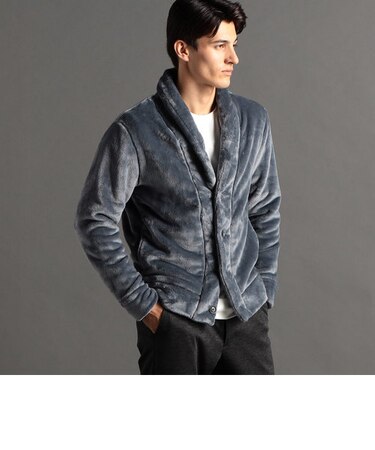 ショールカラー ボアカーディガン