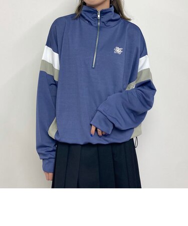 異素材配色ハーフZIPプルオーバー