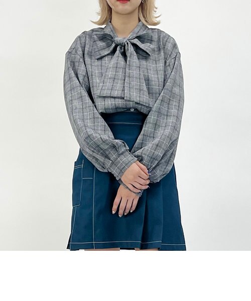 前後2WAY】チェックボウタイブラウス｜ニコルの通販｜&mall（アンド