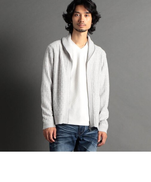 バスケット柄ショールカラーZIPブルゾン