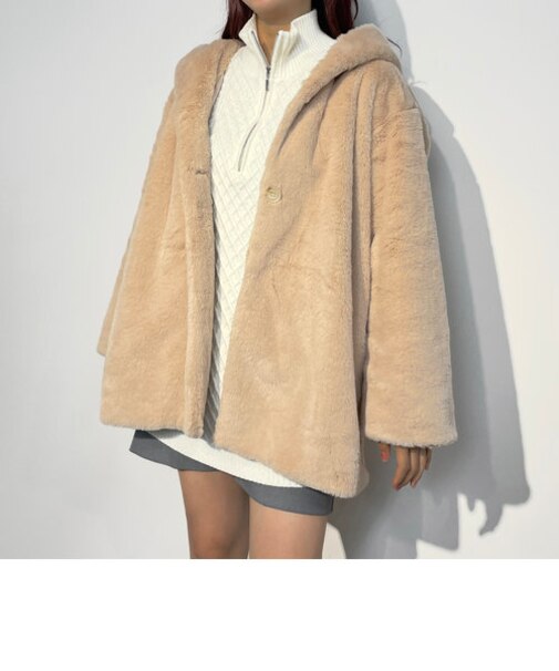 フード付きハーフコート