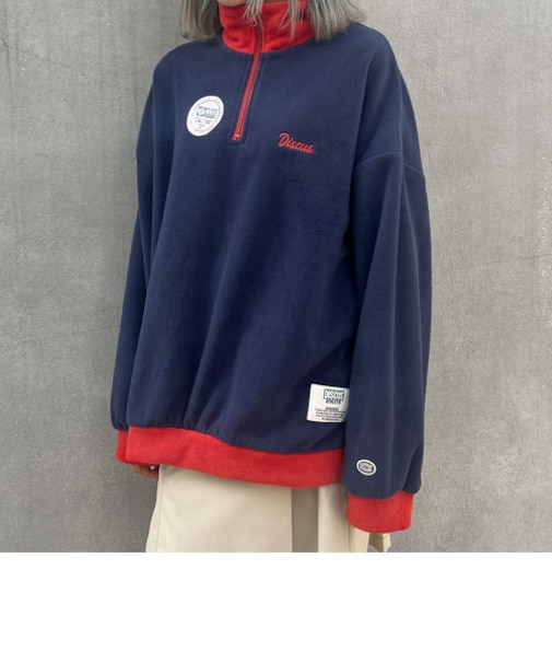 【DISCUS】配色ハーフジッププルオーバー