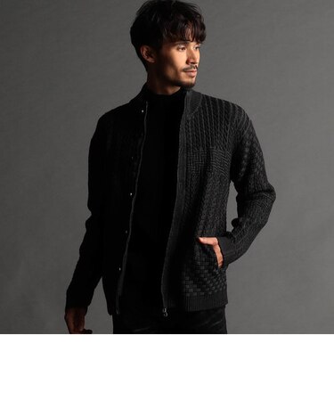 【23年モデル EC限定再販売】編地切替 スタンドニットブルゾン