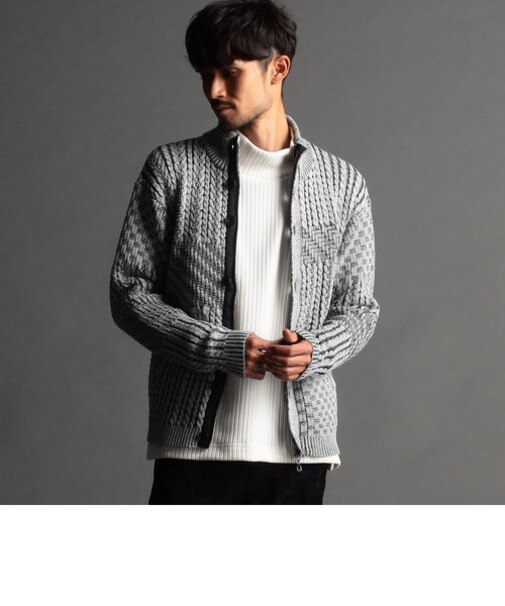 【23年モデル EC限定再販売】編地切替 スタンドニットブルゾン