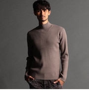 リブ編み ハイネックニット