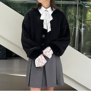 前後2WAYブークレ起毛カーディガン