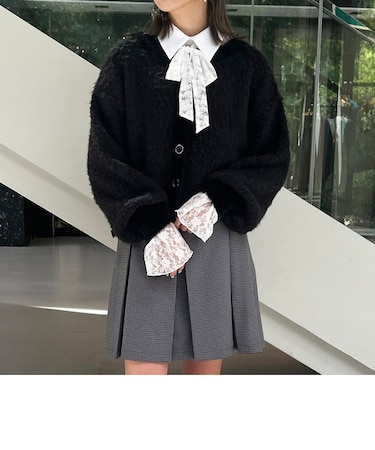 前後2WAYブークレ起毛カーディガン