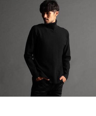 ヘリンボーン タートルネックニット