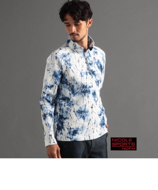 【NICOLE SPORTS】ダンボールムラ柄ハイネックハーフZIPプルオーバー