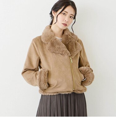 スエードボンディング ファー付きライダース