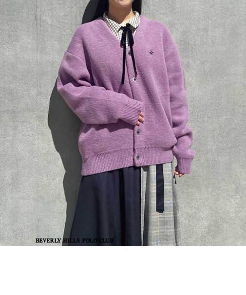 【BEVERLY HILLS POLO CLUB】モヘアタッチカーディガン