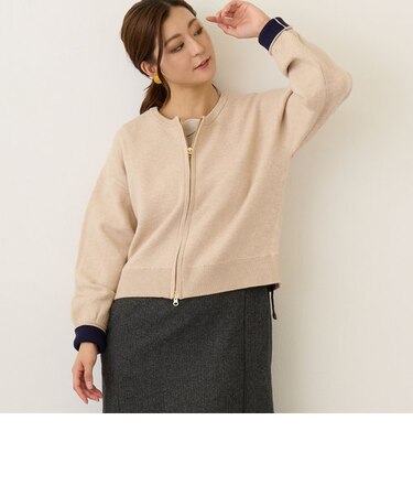 スエットライクニットジップカーディガン