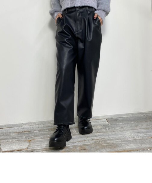 フェイクレザーサルエル パンツ