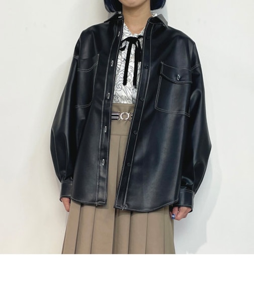 フェイクレザーCPOシャツ