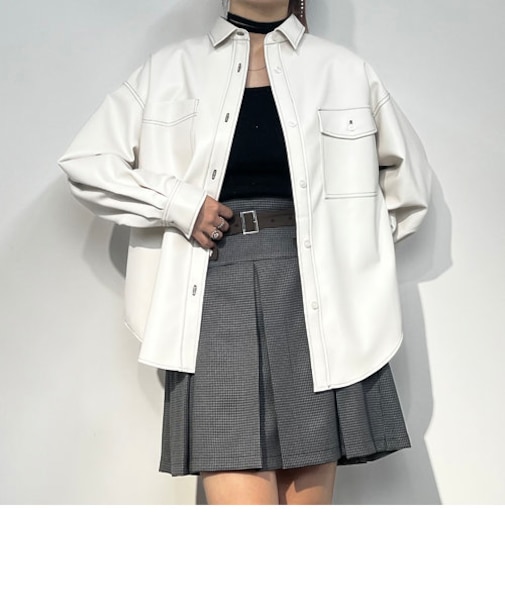 フェイクレザーCPOシャツ