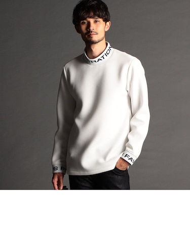 ジャガードニット衿モックネックプルオーバー