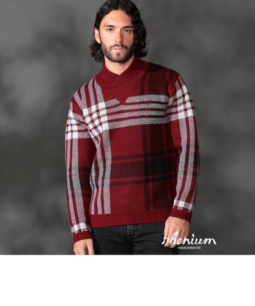 【WEB限定】7ＧＧ　ビッグチェックショールカラーニット