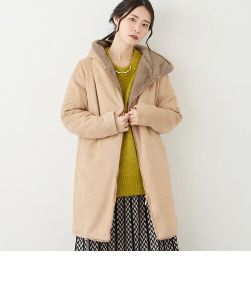 Jane Marple ベージュ ファー付き2wayコート 2wayフェイクファーカラーフレアコート/MAJESTIC LEGON