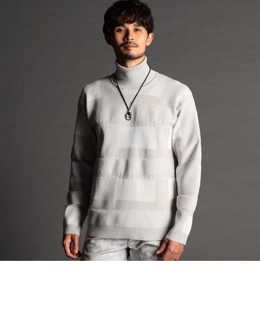 【23年モデル】編地切り替 タートルネックニット