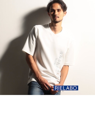 【RIELABO】ロゴプリントＶネックＴシャツ