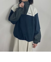 異素切替 フリースハーフZIPプルオーバー