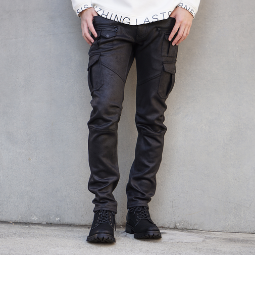 ムラプリントスウェードポンチ多ポケットカーゴ