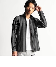 ブリスターストライプイタリアンカラーシャツ