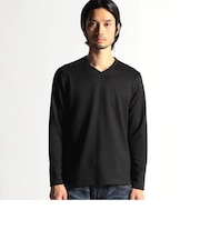 ボックスミニワッフル長袖Vネックカットソー