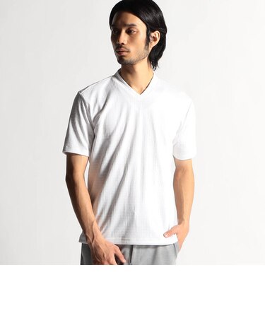 ブリスターグレンチェックＶネック半袖Tシャツ