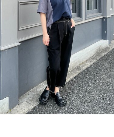 配色ステッチイージーサルエルパンツ