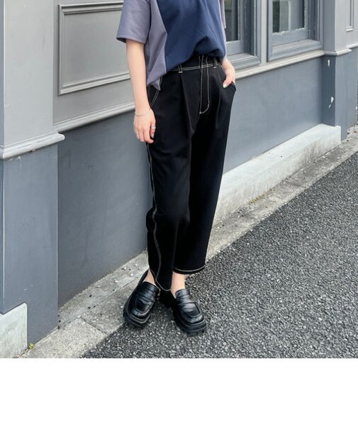 配色ステッチイージーサルエルパンツ