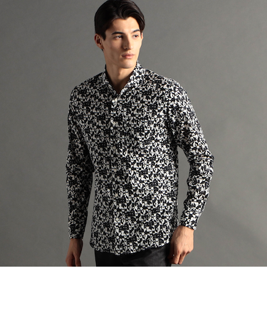 グラフィカルプリント カッタウェイカラーシャツ