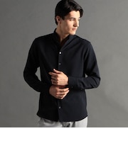 リネンライクブロード スタンドカラーシャツ