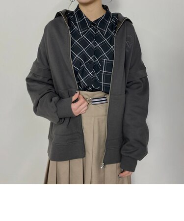 スタンドカラージップアップスウェット