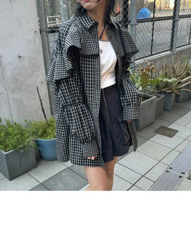 チェックフリルチュニック