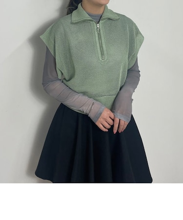 WEB限定メッシュハーフジップベスト